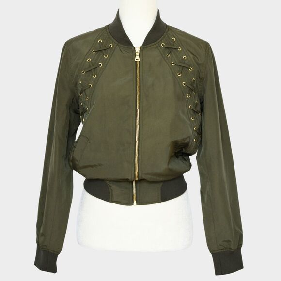 EXPRESS Women's Military Green Bomber Jacket Size XS - Picture 1 of 9